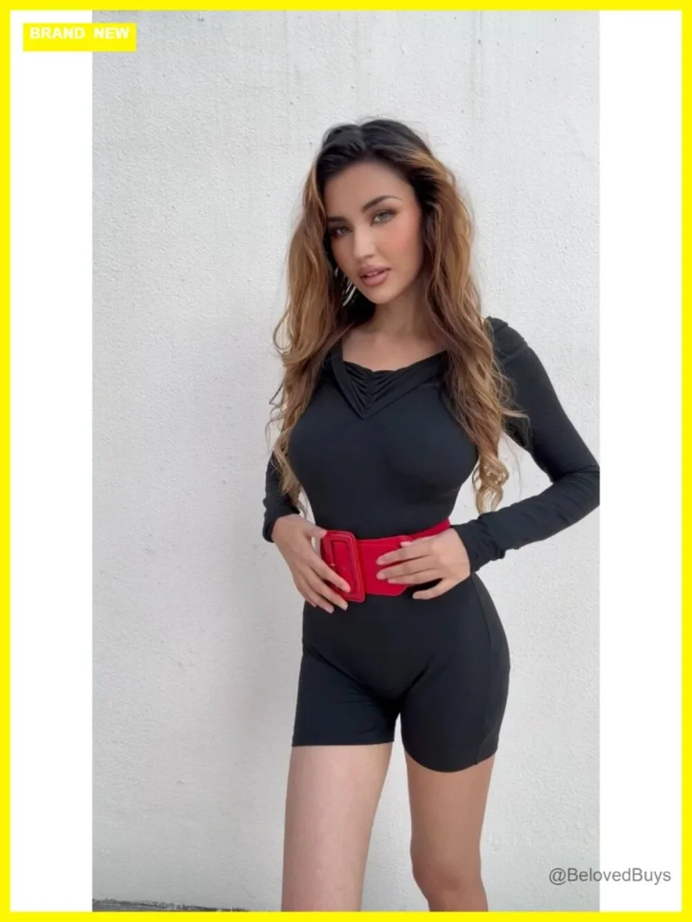 Vintage Stretchy Elastic Waist Belt PU Leather Chunky Buckle Women Accessory